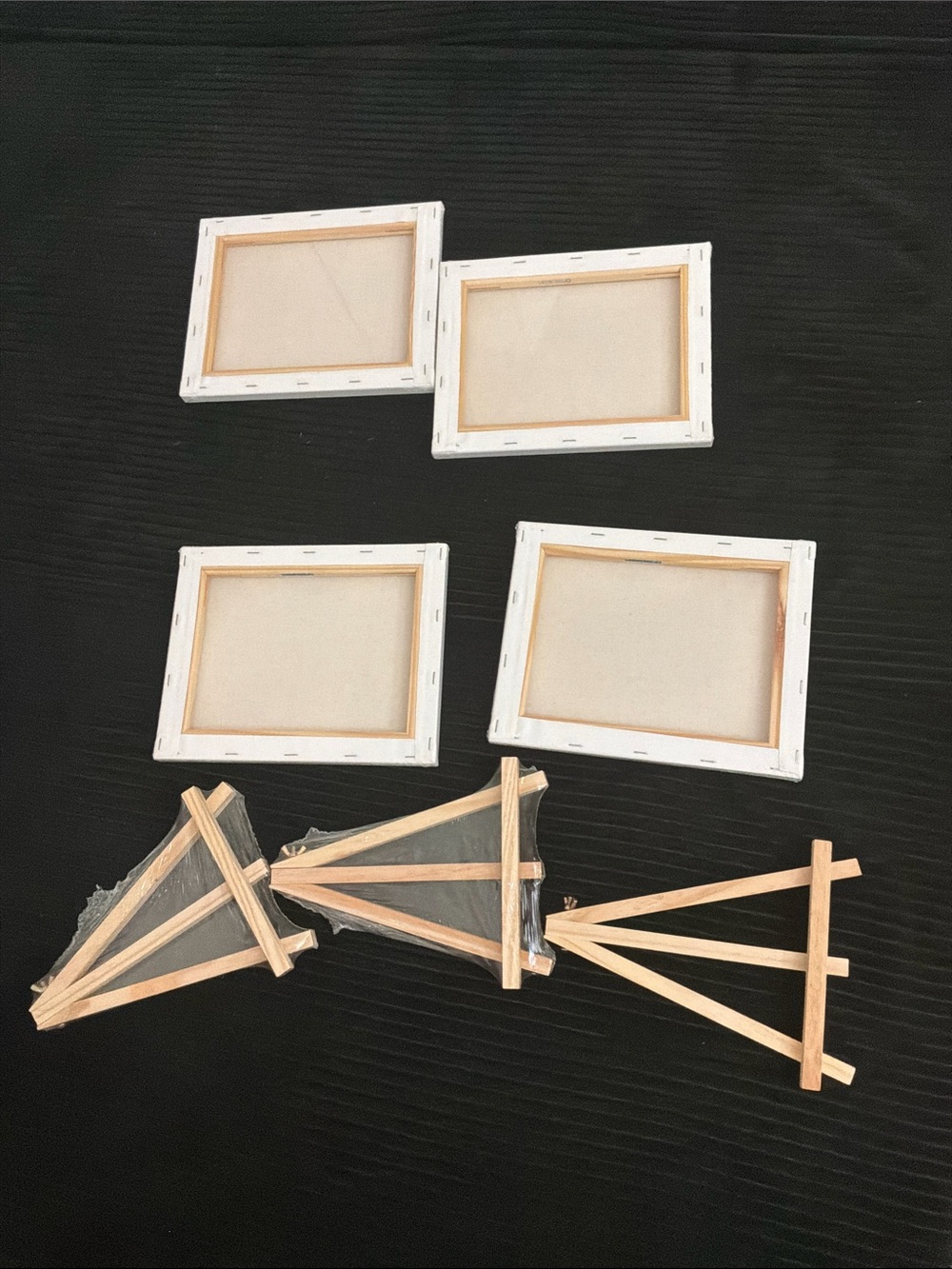 Blank Canvas and Mini Wood Easel Set - Natural Wood - Picture 3 of 4